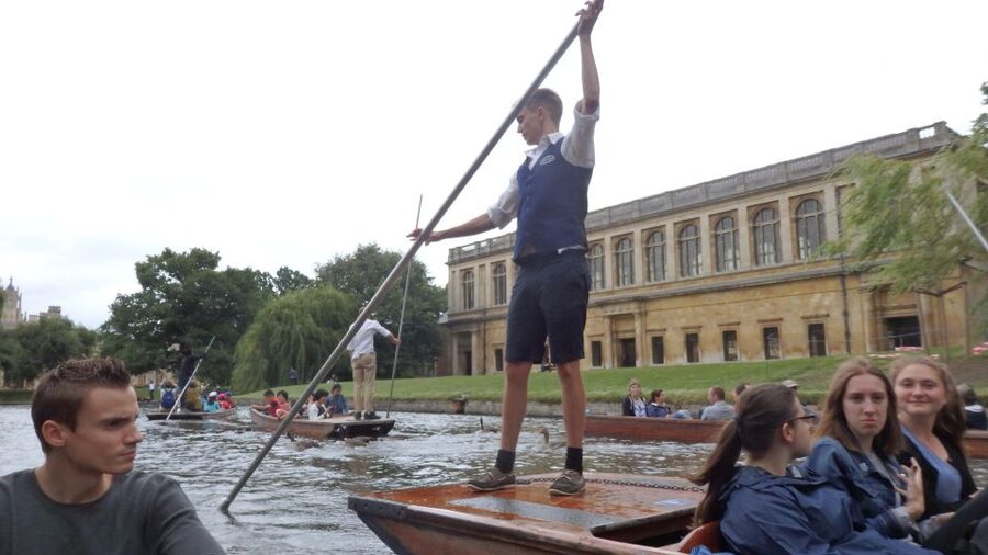 Cambridge: Punting Tour on the River Cam - Clare Bridge and the quiet beauty of the Backs