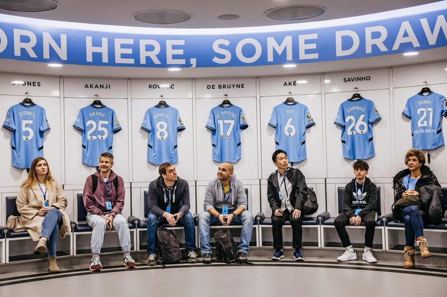 Etihad Stadium: The Manchester City Stadium Tour - The home dressing room and the Pep video
