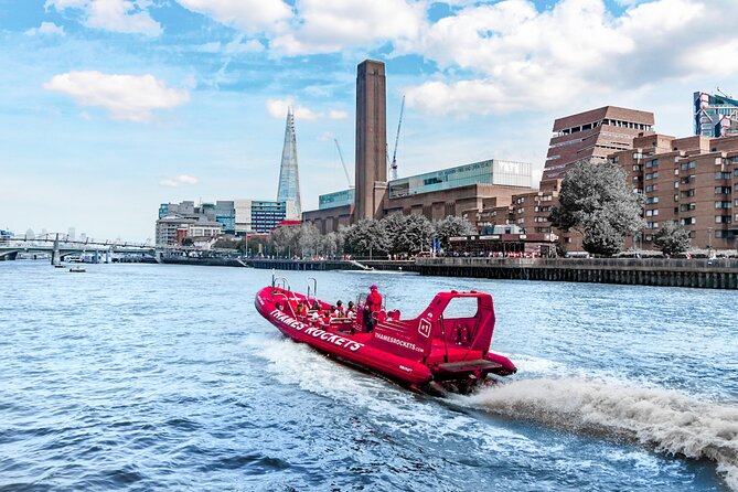 High-Speed Thames River Speedboat in London - Canary Wharf, Docklands, and HMS Belfast