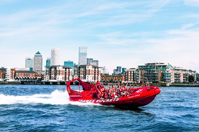 High-Speed Thames River Speedboat in London - Shakespeare’s Globe and the City from the water