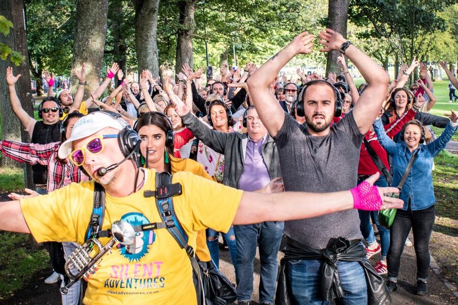 Liverpool: Silent Disco Adventure Tour - Getting used to the silent disco headset