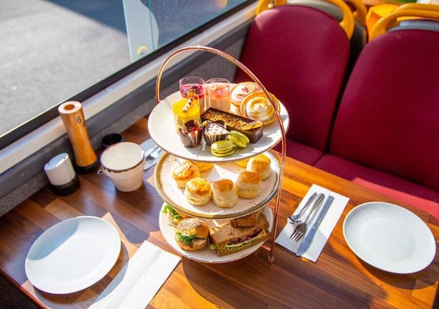 London: Afternoon Tea Bus with a Glass of Prosecco - A London bus becomes your tea room