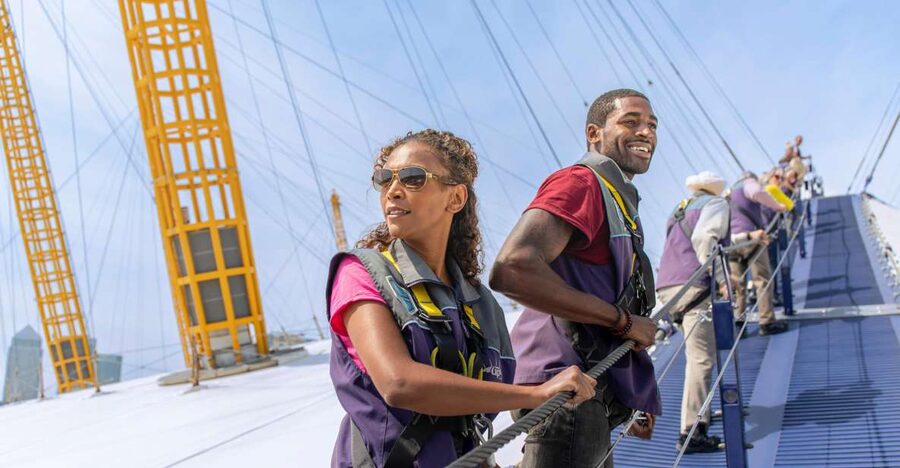 London: O2 Arena Rooftop Climbing Experience - The winter snow globe experience