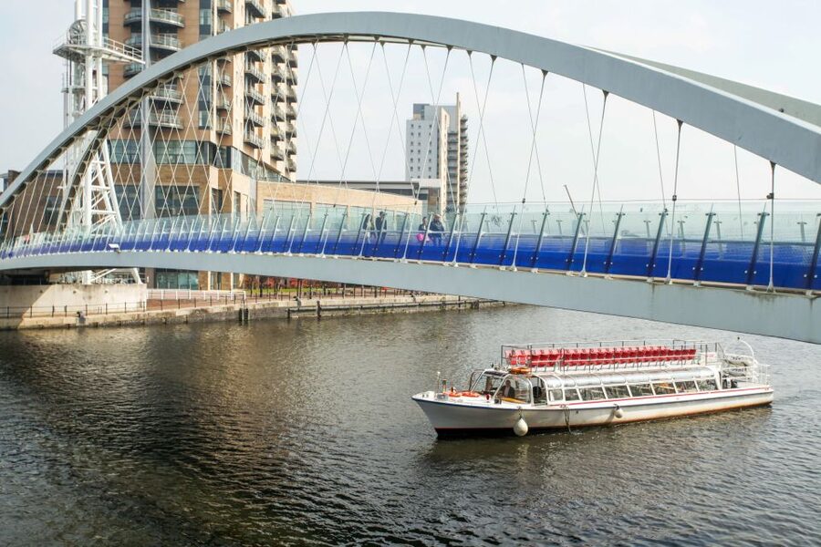Manchester: Canal & River Cruise - Starting beneath the Millennium Lift bridge
