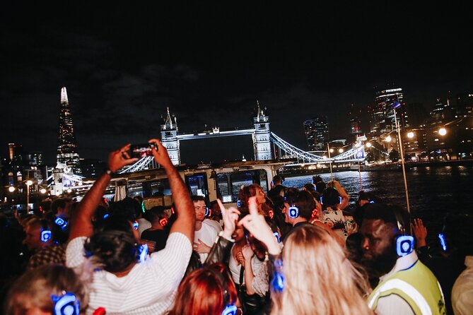 Silent Disco London Thames Boat Party - Canary Wharf lights: best seen from outside