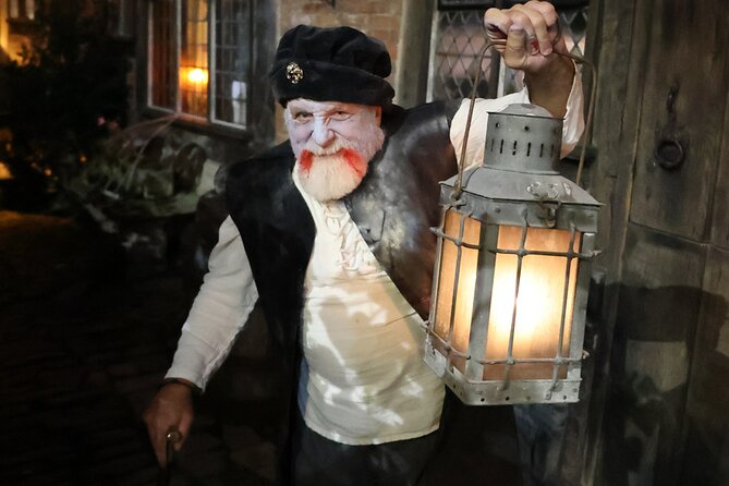 Tudor World Ghost Tour by Lantern light inside the building - Entering Tudor World after the museum closes