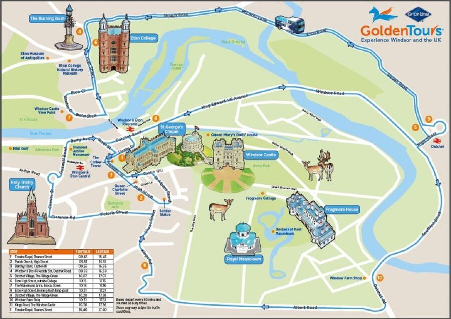 Windsor: Golden Tours Open Top Hop-on Hop-off Bus Tour - Starting at Theatre Road and planning the loop